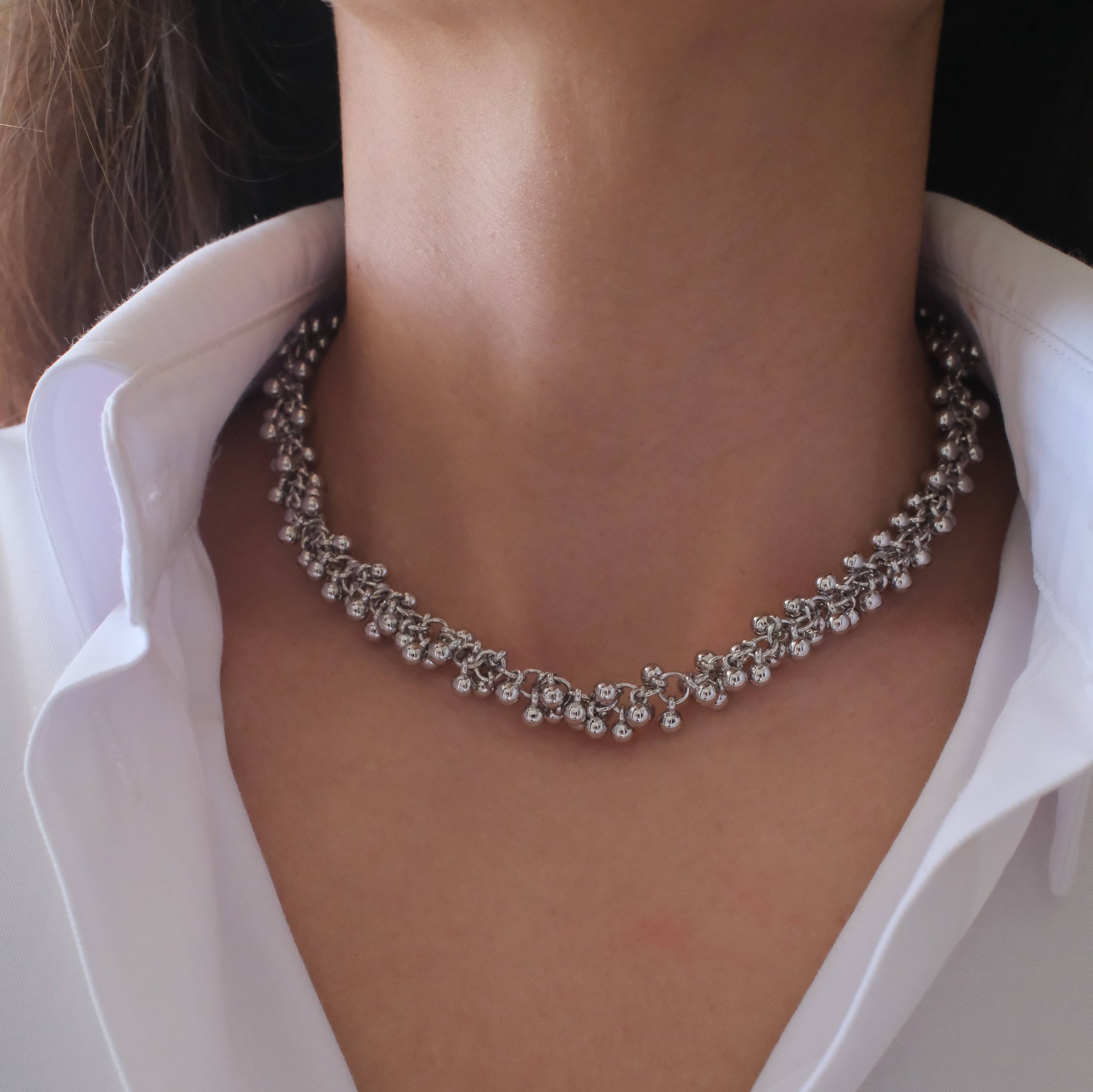 ZestieCo Cluster: Işıltılı Top Figürlü Choker Kolye  - 2. görsel