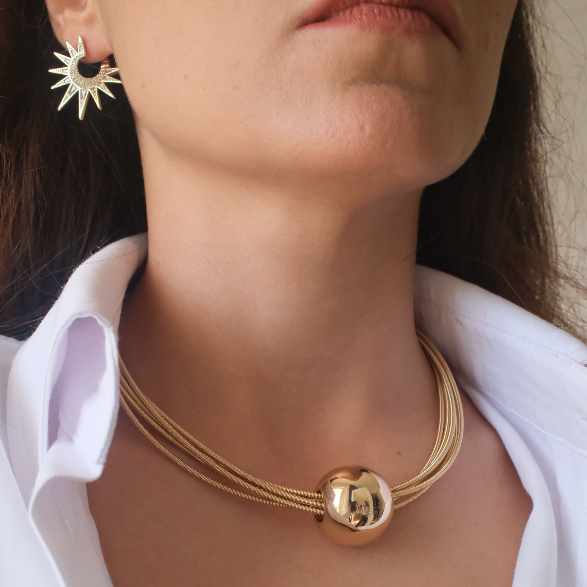 Modern Minimalist Serisi: Luna Çoklu Zincir Gold Kolye - 3. görsel