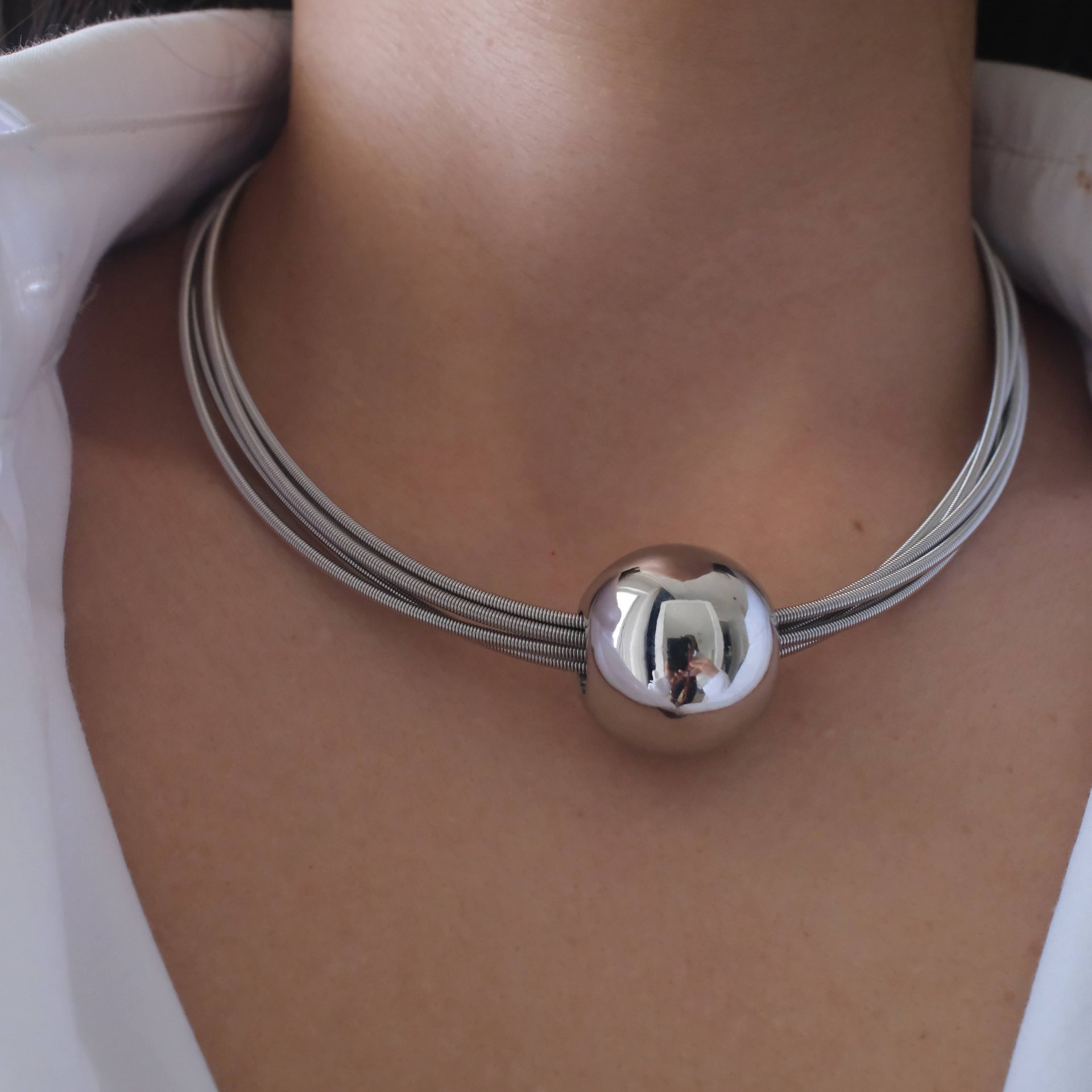 Modern Minimalist Serisi: Luna Çoklu Zincir Silver Kolye - 2. görsel